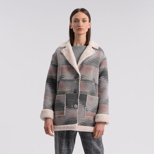 Cappotto Di Media Lunghezza Con Bottoni In Sherpa Donna Taglie S - molly bracken - Modalova