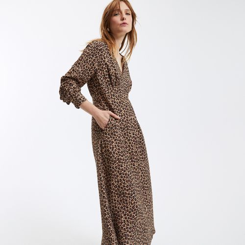 Abito lungo scollo a V, motivo animalier - LA REDOUTE COLLECTIONS - Modalova