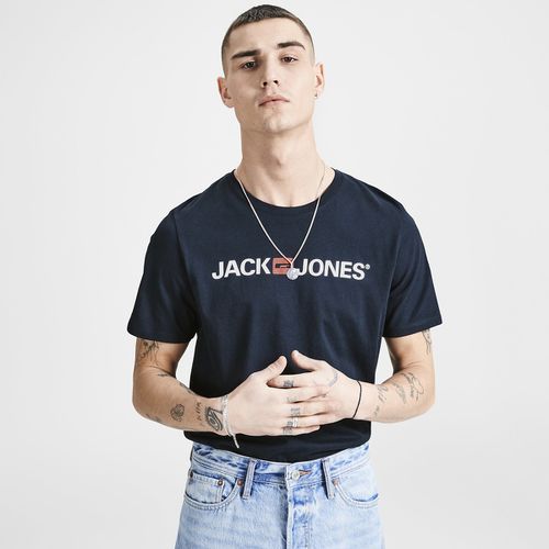 T-shirt scollo rotondo maniche corte fantasia davanti - JACK & JONES - Modalova