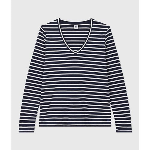 T-shirt Le Droit, maniche lunghe, scollo a V in jersey - PETIT BATEAU - Modalova