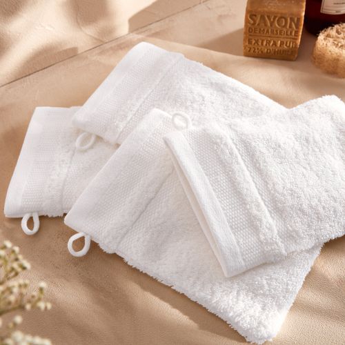 Confezione da 4 guanti da toilette cotone pettinato 600g/m2, K - LA REDOUTE INTERIEURS - Modalova