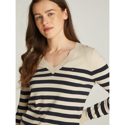 Maglione Scollo A V A Righe - tommy hilfiger - Modalova