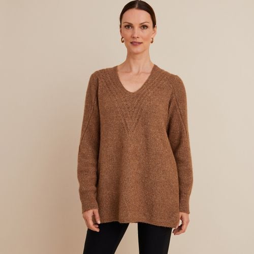 Maglione tunica, scollo a V, maglia fine - ANNE WEYBURN - Modalova