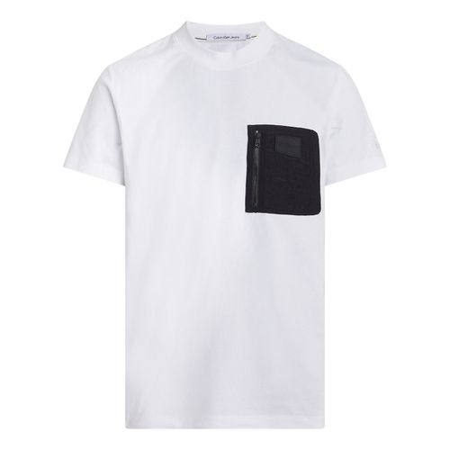 T-shirt con maniche corte in due tessuti - CALVIN KLEIN JEANS - Modalova