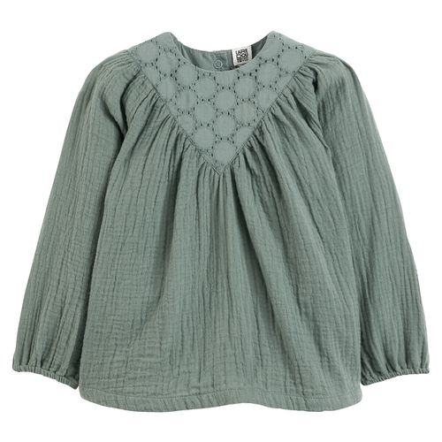 Blusa Doppia Garza Di Cotone E Pizzo Sangallo Taglie 12 mesi - 74 cm - la redoute collections - Modalova