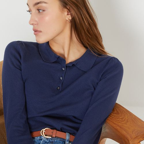 Maglione Basico Collo Polo, Maniche Lunghe Donna Taglie L - la redoute collections - Modalova