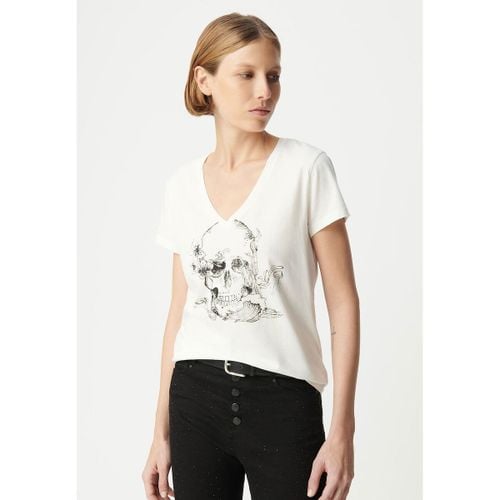 T-shirt Stampata Con Scollo A V, Maniche Corte Donna Taglie XS - ikks - Modalova