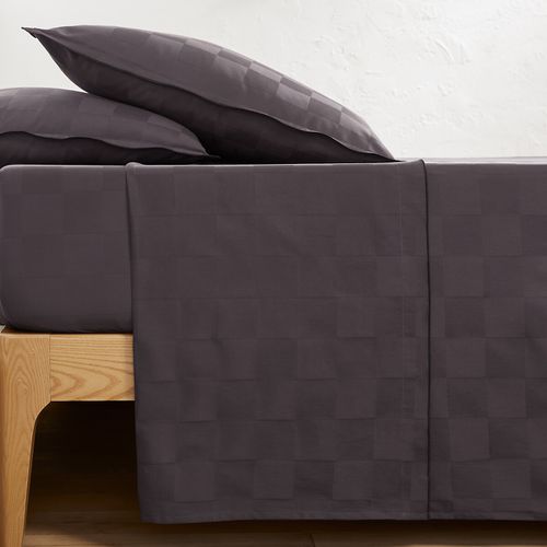 Lenzuolo Piatto Satin Di Cotone Lavato, Victor A Scacchi Taglie 180 x 290 cm - la redoute interieurs - Modalova