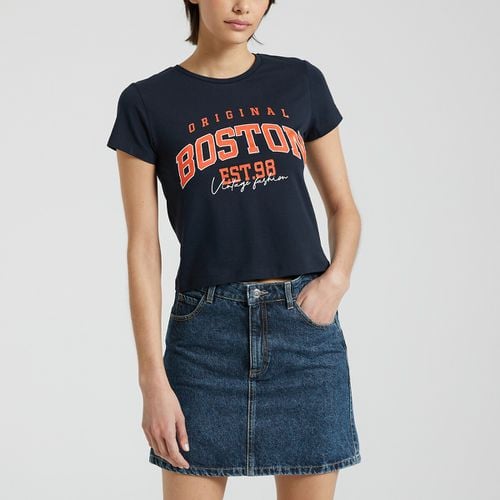 T-shirt cropped con motivo - NOISY MAY - Modalova