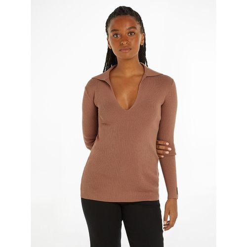 Maglione Collo Polo, Maniche Lunghe Donna Taglie S - calvin klein - Modalova