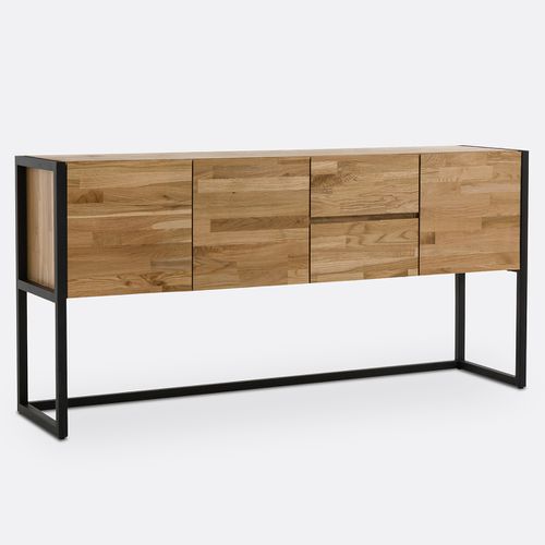 Mobile Credenza In Massello Di Rovere E Metallo Acciaio, Hiba - la redoute interieurs - Modalova