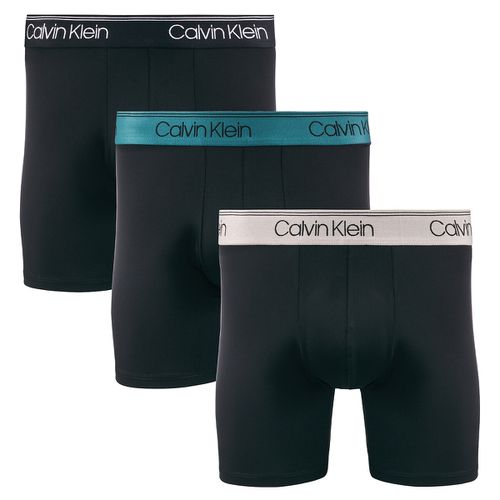 Confezione Da 3 Boxer Lunghi Tinta Unita In Microfibra Nero Uomo Taglie M - calvin klein underwear - Modalova