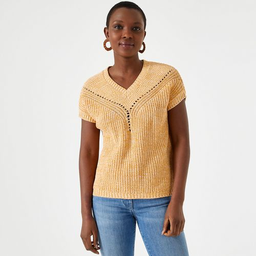 Maglione scollo a V, maglia moulinée - ANNE WEYBURN - Modalova