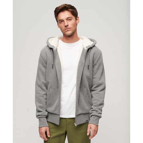 Felpa Con Cappuccio E Cerniera Essential Borg Uomo Taglie XXL - superdry - Modalova