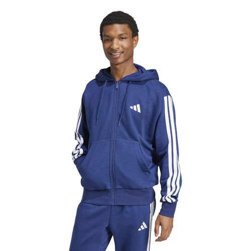 Felpa Con Zip E Cappuccio Essentiel 3 Bande Taglie XS - adidas sportswear - Modalova