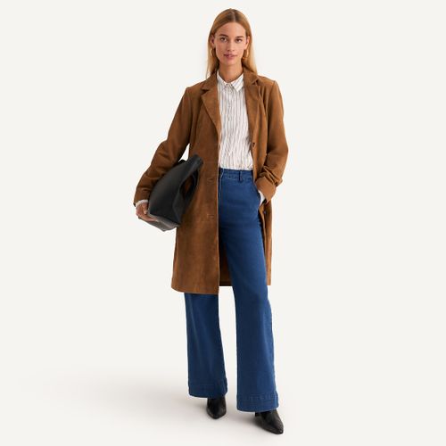 Cappotto lungo in pelle di capra, chiusura con bottoni - ANNE WEYBURN - Modalova