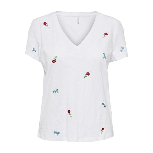 T-shirt Scollo A V, Ricamata Donna Taglie XS - only - Modalova
