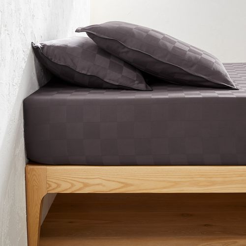 Lenzuolo Con Angoli Satin Di Cotone Lavato, Victor A Scacchi Taglie 140 x 190 cm - la redoute interieurs - Modalova