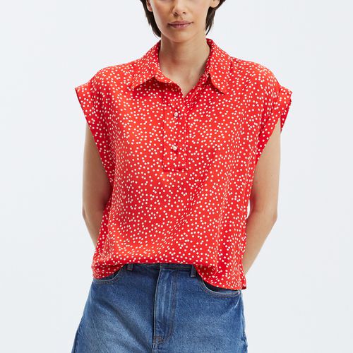 Camicia a pois, maniche corte - PIECES - Modalova