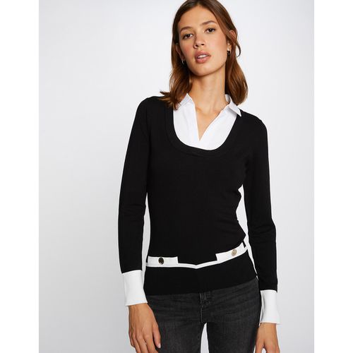 Maglione in maglia fine, collo a camicia - MORGAN - Modalova