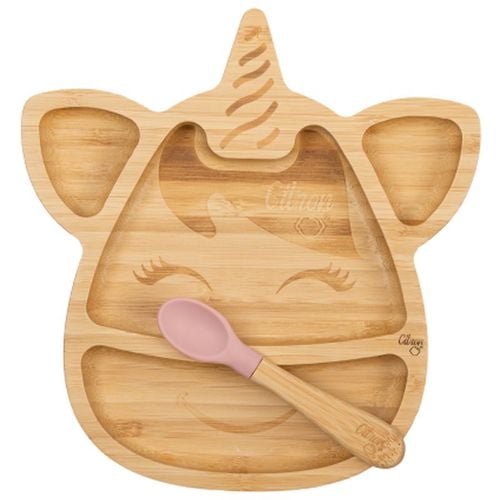 Bamboo Plate piatto diviso con cucchiaino Unicorn 1 pz - Citron - Modalova