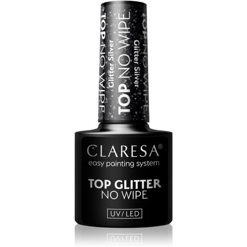 UV/LED Top Glitter No Wipe gel smalto coprente brillante colore Glitter Silver 5 g - Claresa - Modalova
