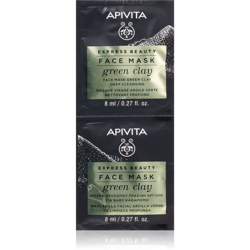 Express Beauty Cleansing Face Mask Green Clay Reinigende und glättende Gesichtsmaske mit grünem Ton 2 x 8 ml - Apivita - Modalova