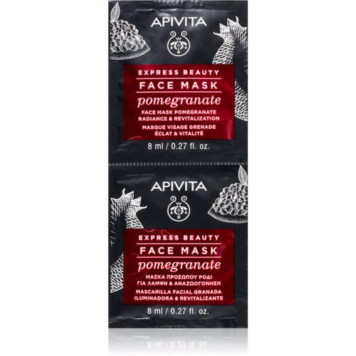 Express Beauty Revitalizing Face Mask Pomegranate mascarilla revitalizante e iluminadora 2 x 8 ml - Apivita - Modalova