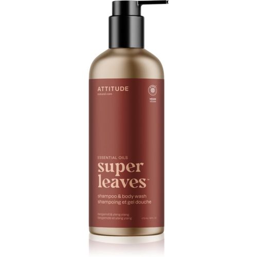 Super Leaves Bergamot & ylang-ylang champú y gel de ducha 2 en 1 473 ml - Attitude - Modalova