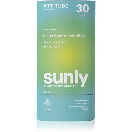 Sunly Sunscreen Stick crema abbronzante minerale in bastoncino SPF 30 Unscented 60 g - Attitude - Modalova