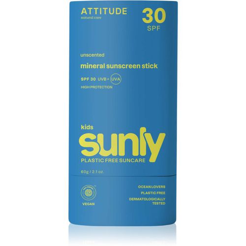 Sunly Kids Sunscreen Stick crema abbronzante minerale in bastoncino per bambini SPF 30 60 g - Attitude - Modalova