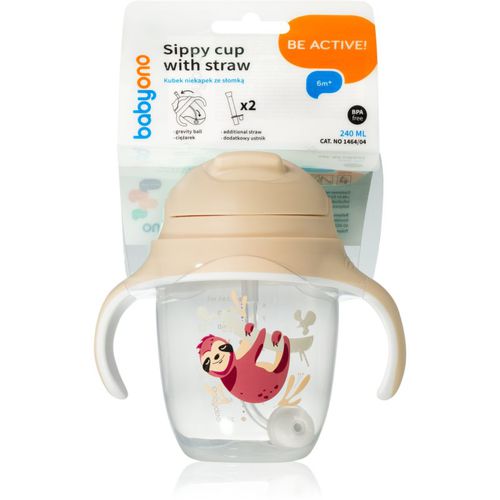 Be Active Sippy Cup with Weighted Straw Trainingsbecher mit Strohhalm 6 m+ Sloth 240 ml - BabyOno - Modalova