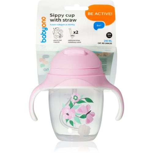 Be Active Sippy Cup with Weighted Straw bicchiere salvagoccia con cannuccia 6 m+ Butterfly 240 ml - BabyOno - Modalova