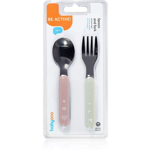 Be Active Stainless Steel Spoon and Fork Besteck Pastel 12 m+ 2 St - BabyOno - Modalova
