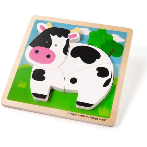 Chunky Lift-Out Puzzle Cow attività giocattolo a incastro in legno 12 m+ 1 pz - Bigjigs Toys - Modalova