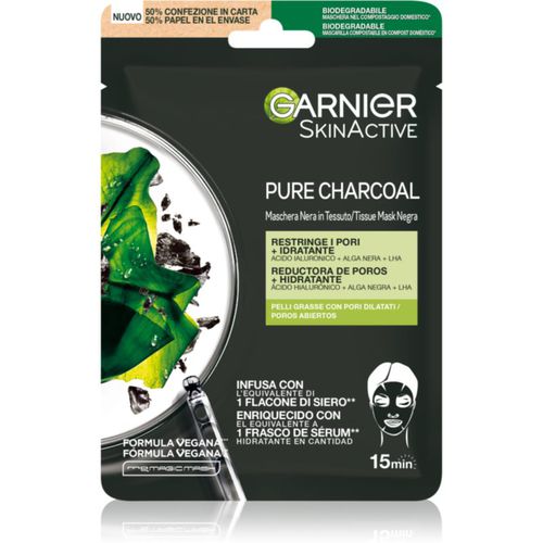 Skin Naturals Pure Charcoal mascarilla facial de tejido negro con extracto de té verde 28 g - Garnier - Modalova