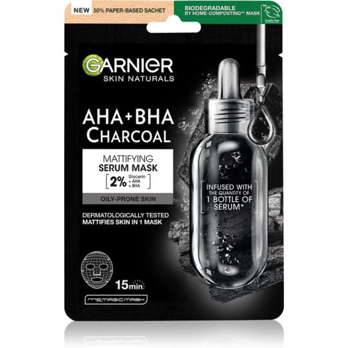 Skin Naturals Pure Charcoal schwarze Textilmaske mit Algenextrakt 28 g - Garnier - Modalova