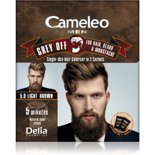 Cameleo Men tinte de pelo de uso único para una cobertura inmediata de las canas tono 5.0 Light Brown 2 x 15 ml - Delia Cosmetics - Modalova