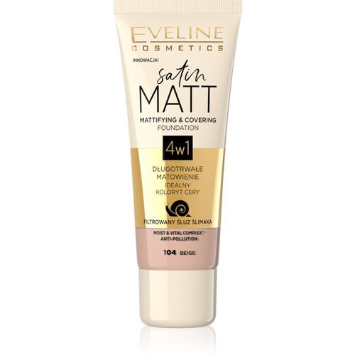 Satin Matt maquillaje matificante con extracto de baba de caracol tono 104 Beige 30 ml - Eveline Cosmetics - Modalova