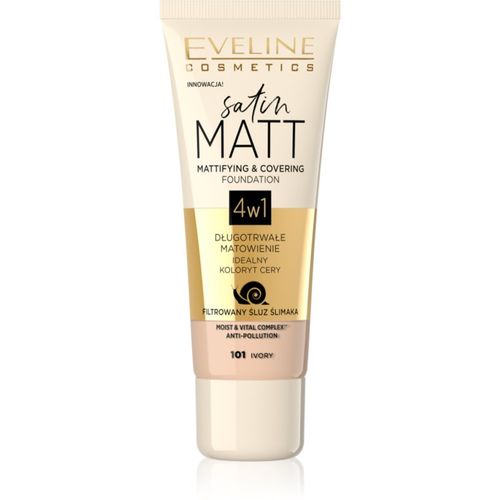 Satin Matt fondotinta opacizzante con estratto di bava di lumaca colore 101 Ivory 30 ml - Eveline Cosmetics - Modalova