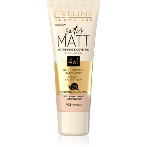 Satin Matt maquillaje matificante con extracto de baba de caracol tono 102 Vanilla 30 ml - Eveline Cosmetics - Modalova