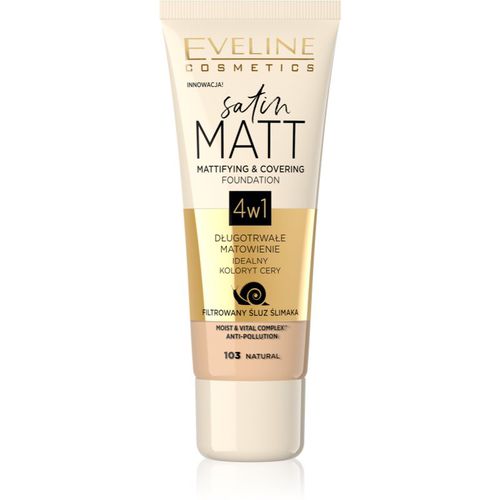 Satin Matt fondotinta opacizzante con estratto di bava di lumaca colore 103 Natural 30 ml - Eveline Cosmetics - Modalova