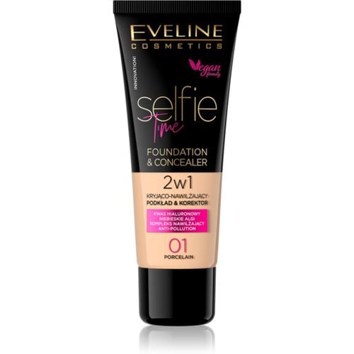 Selfie Time fondotinta e correttore 2 in 1 colore 01 Porcelain 30 ml - Eveline Cosmetics - Modalova