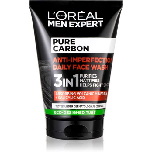 Men Expert Pure Carbon gel limpiador 3 en 1 contra las imperfecciones de la piel 100 - L’Oréal Paris - Modalova