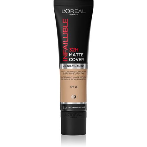 Infallible 32H Matte Cover maquillaje matificante de larga duración SPF 25 tono 115 (Warm Undertone) 30 ml - L’Oréal Paris - Modalova