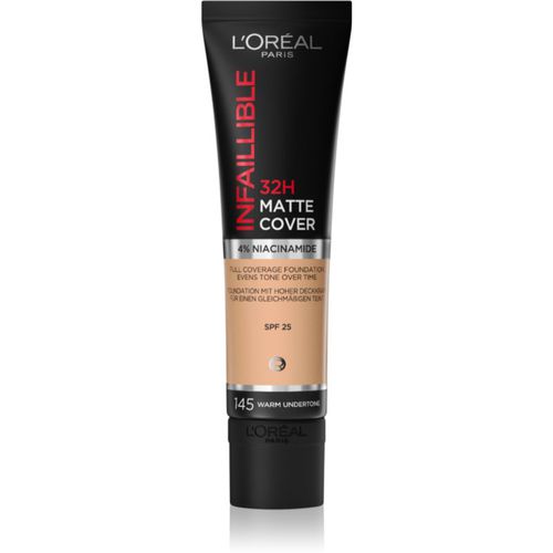 Infallible 32H Matte Cover maquillaje matificante de larga duración SPF 25 tono 145 (Warm Undertone) 30 ml - L’Oréal Paris - Modalova