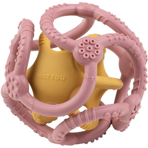 Teether Silicone Ball 2 in 1 dentaruolo Pink / Yellow 4 m+ 2 pz - NATTOU - Modalova