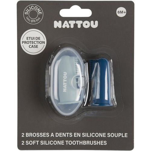 Baby Toothbrush spazzolino da dito per bambini con astuccio Petrol Blue / Aqua Blue 2 pz - NATTOU - Modalova