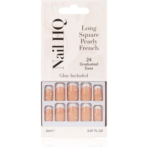 Long Square uñas postizas Pearly French 24 ud - Nail HQ - Modalova