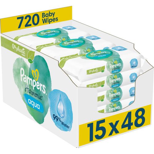 Harmonie Aqua salviette detergenti umidificate per bambini 15x48 pz - Pampers - Modalova